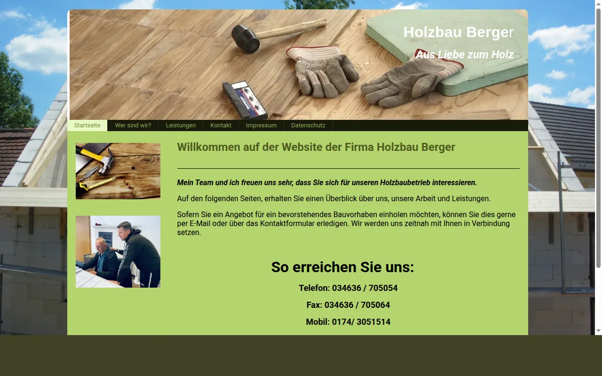 Alte Website von Holzbau Berger
